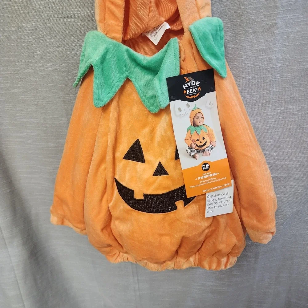 Hyde and EEK Boutiq Infant Pumpkin Halloween Costume Hooded Pullover 12-18M NEW